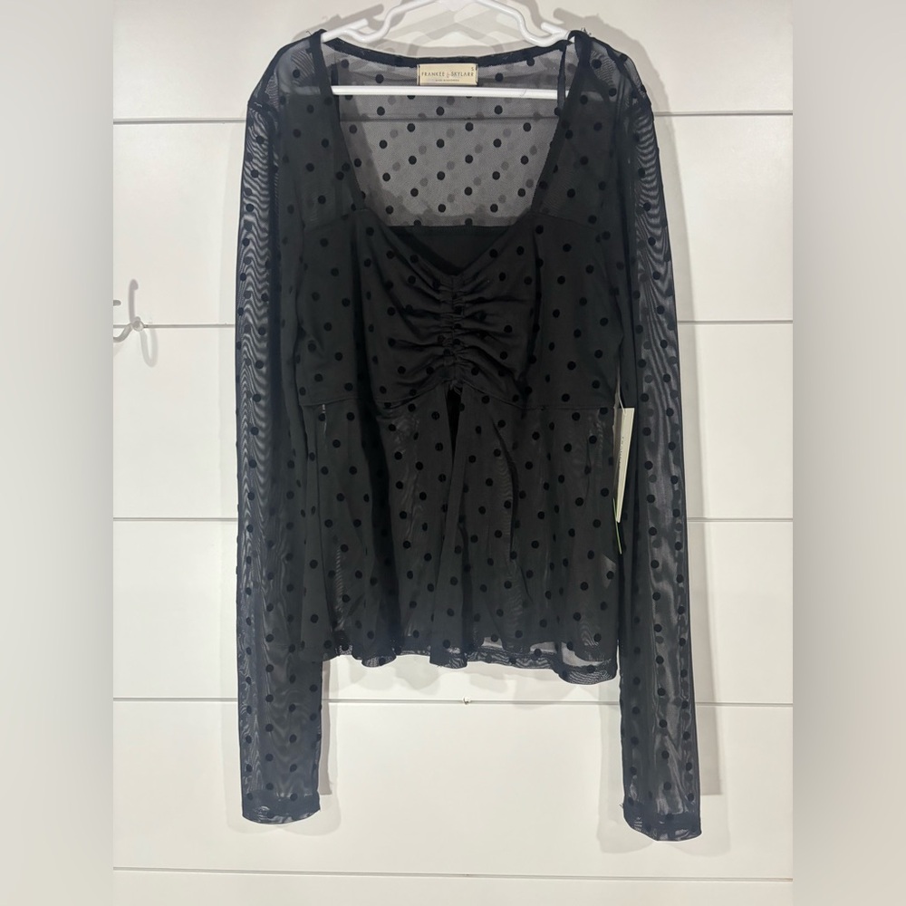 Small Sheer Black Polka Dot Blouse by Forever 21